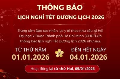 Thông báo về việc nghỉ Tết Dương lịch năm 2026